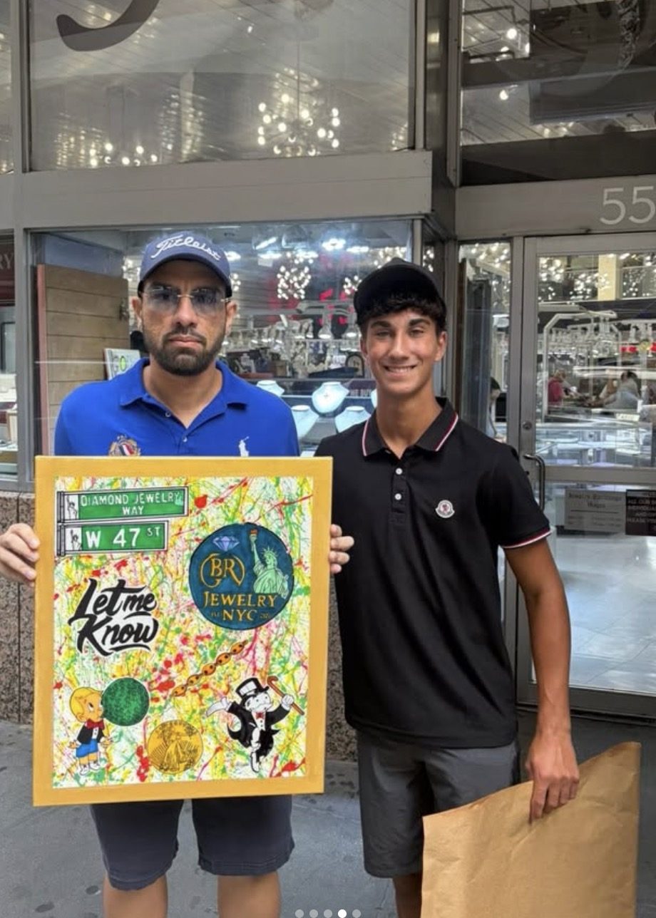 Custom Diamond Jewelry Way artwork with its recipient in New York
